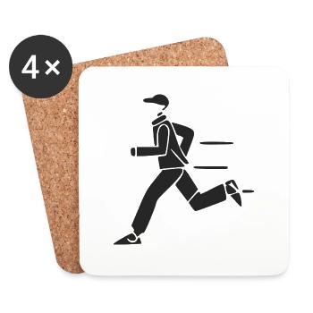 Le coureur de footing - Dessous de verre (lot de 4) - blanc - Devant