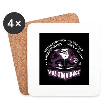 villains village logo Tie - Coasters (set of 4) - white - Front