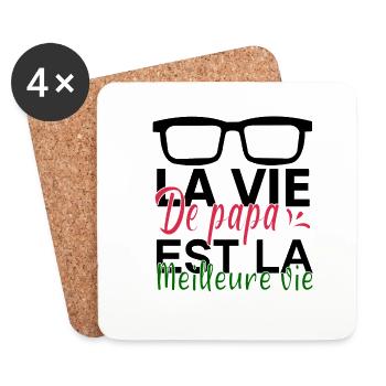 La vie de papa est la meilleure vie - Dessous de verre (lot de 4) - blanc - Devant