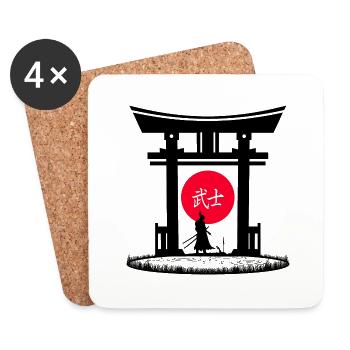 Samurai Torii Gate | Aesthetic Japan Vibes - Coasters (set of 4) - white - Front