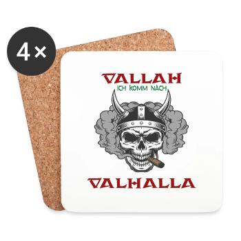 Cannabis Marihuana Weed Hanf Valhalla Wikinger - Untersetzer (4er-Set) - Weiß - Vorne