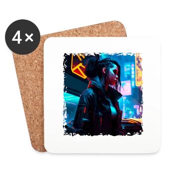 Sci-Fi Neon Artwork mit einem jungen Punk in Neon - Untersetzer (4er-Set) - Weiß - Vorne