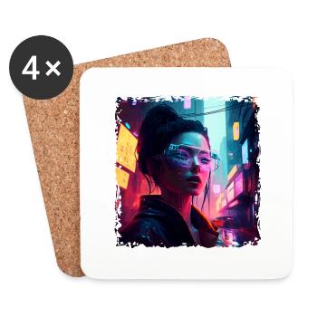 High Tech Punk Hacker in the Future of Tomorrow - Coasters (set of 4) - white - Front