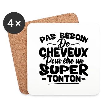 Pas besoin de cheveux pour être un super tonton - Dessous de verre (lot de 4) - blanc - Devant