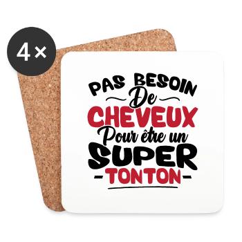 Pas besoin de cheveux pour être un super tonton - Dessous de verre (lot de 4) - blanc - Devant