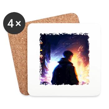 Punk Man in the Battle of the Future in Sci-Fi War - Coasters (set of 4) - white - Front