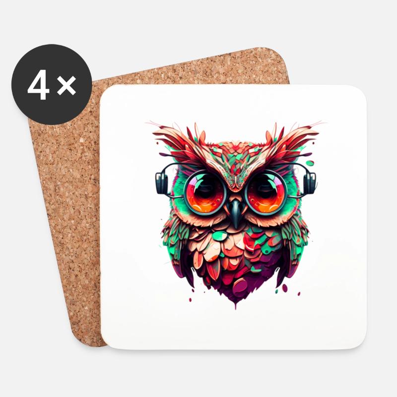 Eulemit extrem großen Augen als Illustration - Untersetzer (4er-Set) - Weiß