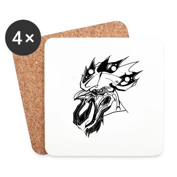 Poulet // Illustration - Dessous de verre (lot de 4) - blanc - Devant