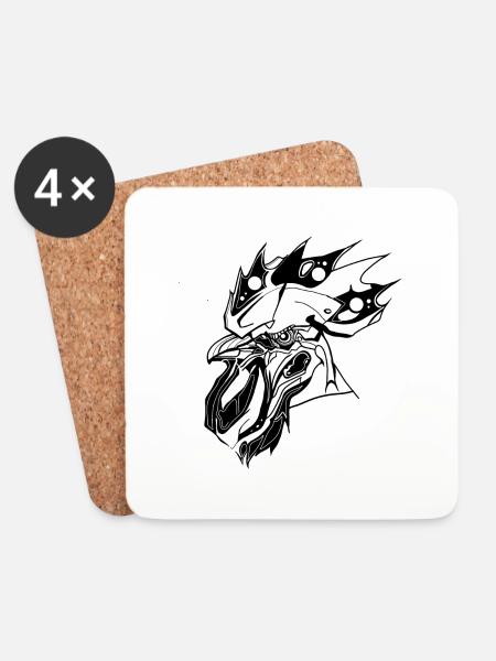 Huhn // Illustration - Untersetzer (4er-Set) - Weiß