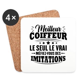 Meilleur coiffeur le seul le vrai - Dessous de verre (lot de 4) - blanc - Devant