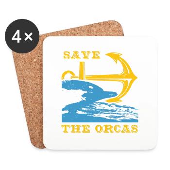 SAVE DOLPHINS THE ORCAS - Coasters (set of 4) - white - Front