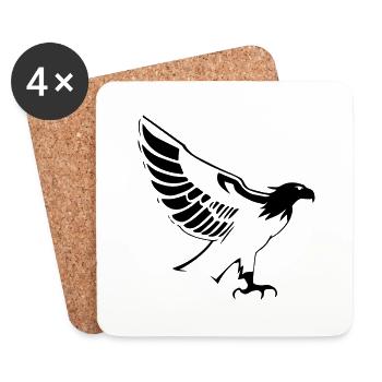 Flying eagle opening wings in profile - Coasters (set of 4) - white - Front