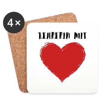 Lehrerin mit Herz - Untersetzer (4er-Set) - Weiß - Vorne