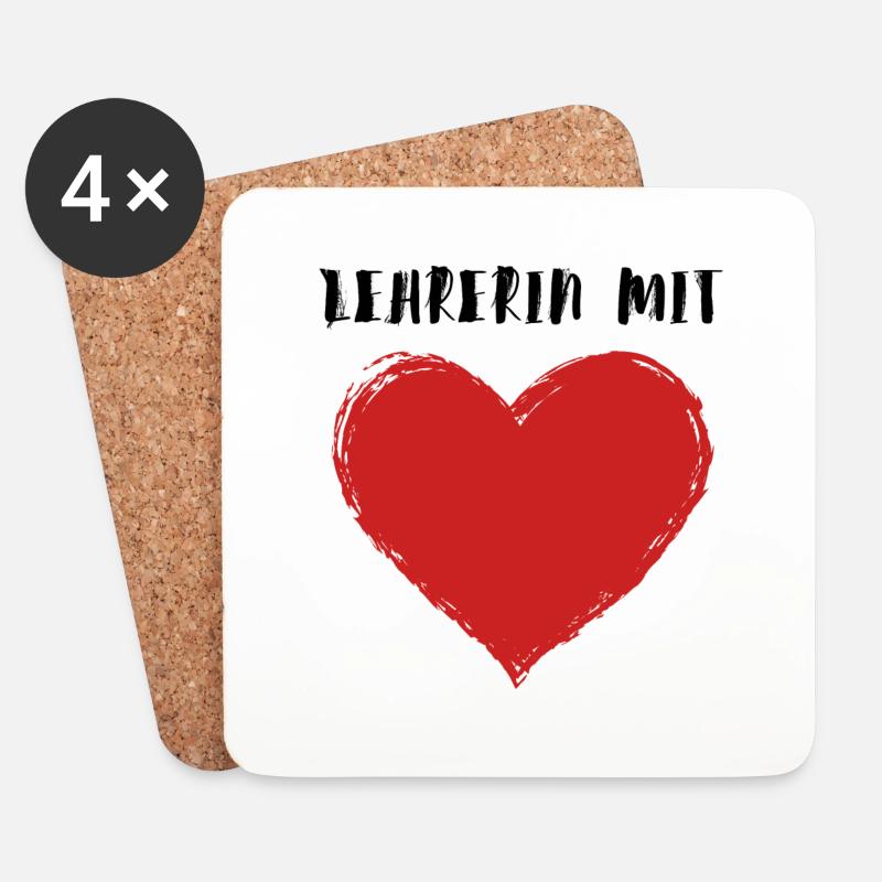 Lehrerin mit Herz - Untersetzer (4er-Set) - Weiß