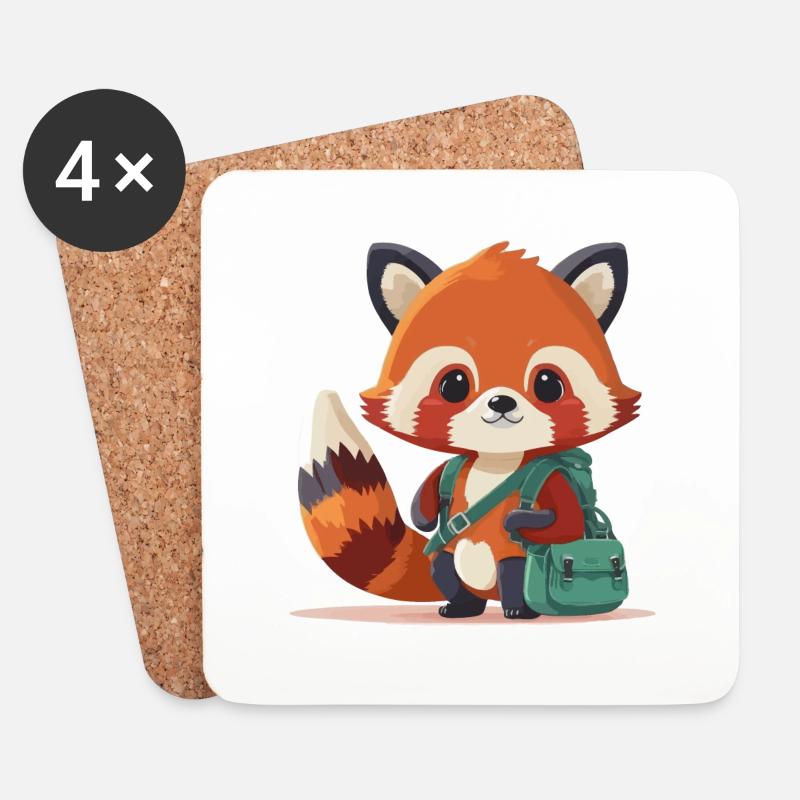 kleiner roter Panda - Untersetzer (4er-Set) - Weiß