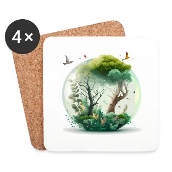La forêt miniature - Dessous de verre (lot de 4) - blanc - Devant