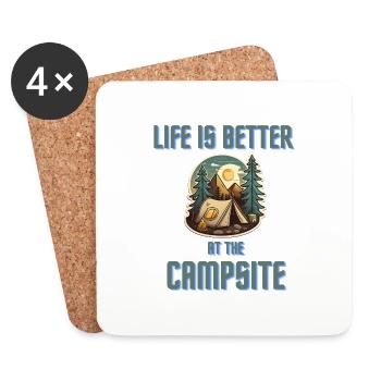 Life is better at the Campsite - Untersetzer (4er-Set) - Weiß - Vorne
