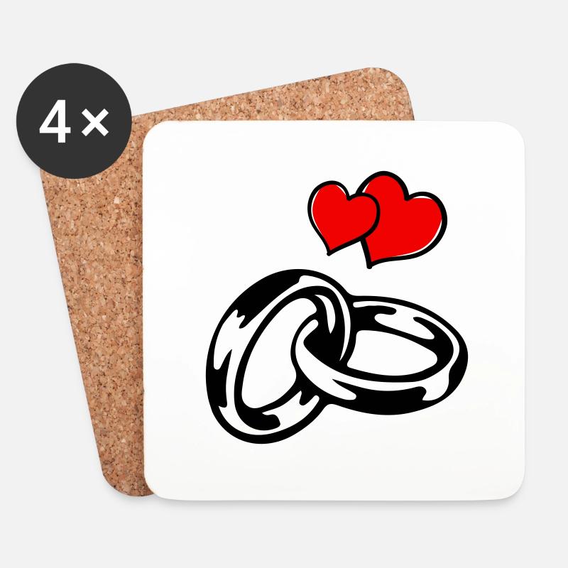 eheringe hearts - Untersetzer (4er-Set) - Weiß