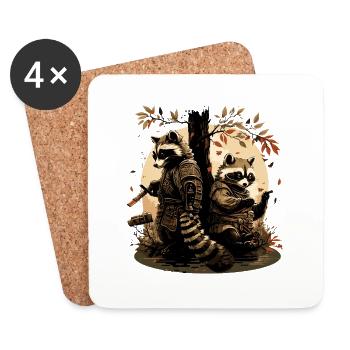 Baka Racoon 10 - Coasters (set of 4) - white - Front