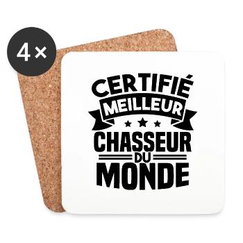 Certifié meilleur chasseur du monde - Dessous de verre (lot de 4) - blanc - Devant