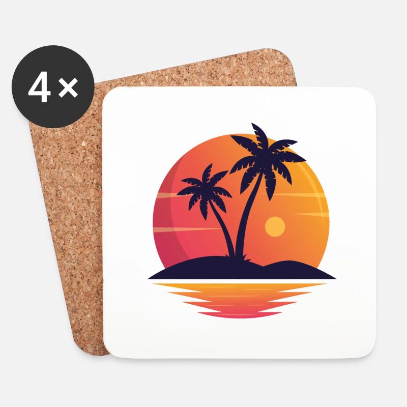 Sonnenuntergang - Untersetzer (4er-Set) - Weiß
