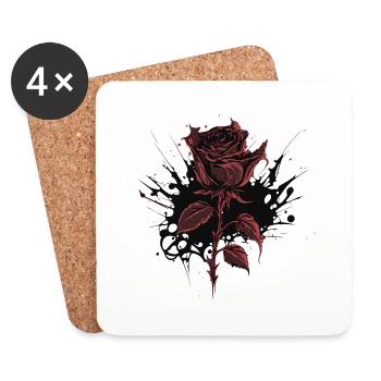 Rote Rose Goth Gothic - Untersetzer (4er-Set) - Weiß - Vorne
