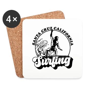 Santa Cruz Californie vintage rétro Surf - Dessous de verre (lot de 4) - blanc - Devant