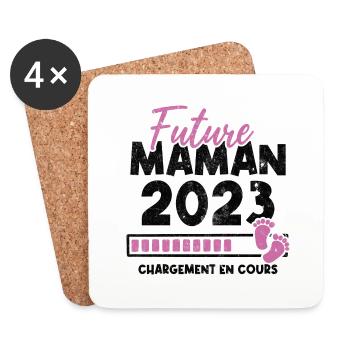 Future maman 2023 chargement en cours - Dessous de verre (lot de 4) - blanc - Devant