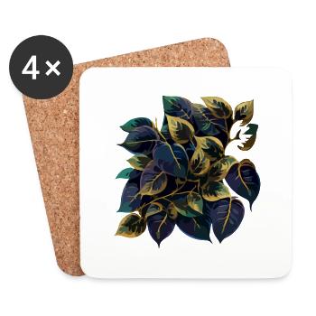 Les feuilles naturelles - Dessous de verre (lot de 4) - blanc - Devant