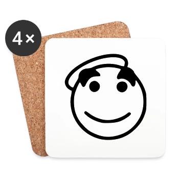 Emoji sketch happy black - Dessous de verre (lot de 4) - blanc - Devant