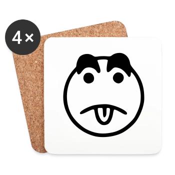Emoji sketch noir triste - Dessous de verre (lot de 4) - blanc - Devant