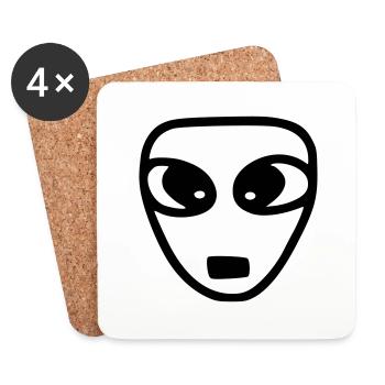 Emoji Skizze Alien schwarz - Untersetzer (4er-Set) - Weiß - Vorne