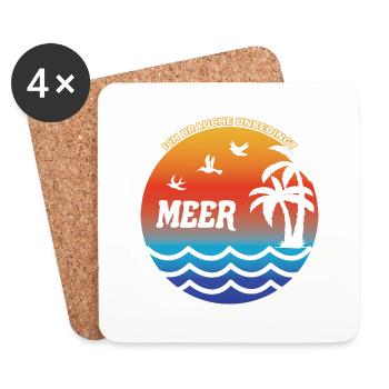 MEER Sonne Strand Urlaub - Untersetzer (4er-Set) - Weiß - Vorne
