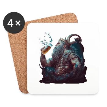 Neptune le dieu romain avec de la bière - Dessous de verre (lot de 4) - blanc - Devant
