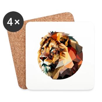 Vector Lion's Head Profile Gift - Coasters (set of 4) - white - Front