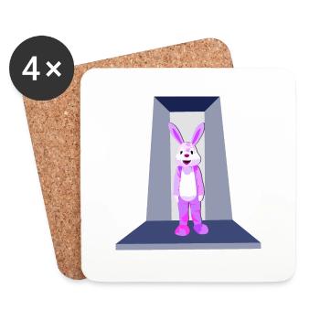 Pink Rabbit - Coasters (set of 4) - white - Front