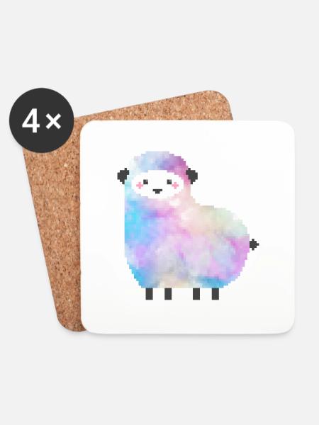 Süßes Schaf Pixelart - Untersetzer (4er-Set) - Weiß