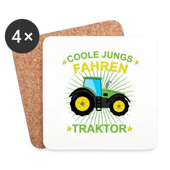 Coole Jungs fahren traktor - Untersetzer (4er-Set) - Weiß - Vorne