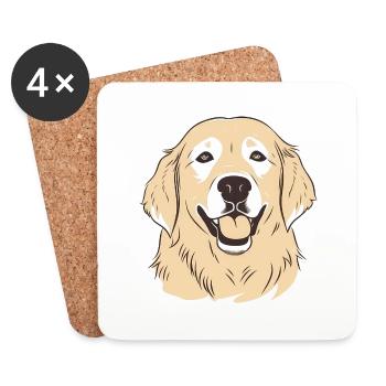 Golden Retrievers - Coasters (set of 4) - white - Front