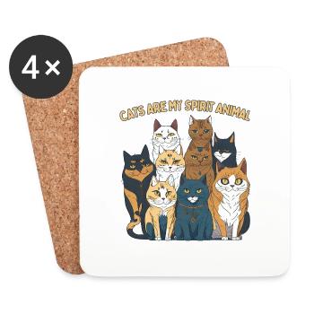 Les chats sont mon animal spirituel - Dessous de verre (lot de 4) - blanc - Devant