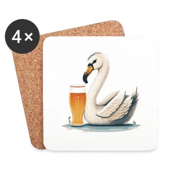 Swan boit un grand verre de bière - Dessous de verre (lot de 4) - blanc - Devant