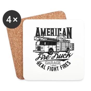 American Fire Truck a - Untersetzer (4er-Set) - Weiß - Vorne