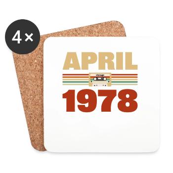 45e anniversaire Avril Né 1978 Idée cadeau - Dessous de verre (lot de 4) - blanc - Devant