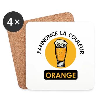 annonce couleur orange biere binouse mousse chope - Dessous de verre (lot de 4) - blanc - Devant