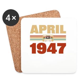 76e anniversaire Avril Né en 1947 Idée cadeau - Dessous de verre (lot de 4) - blanc - Devant