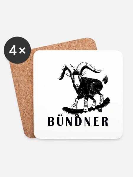 Bündner Steinbock Graubünden Grischa Grischun - Untersetzer (4er-Set) - Weiß