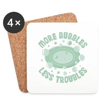 Plus de bulles Moins de problèmes Savonnier de fabrication de savon - Dessous de verre (lot de 4) - blanc - Devant