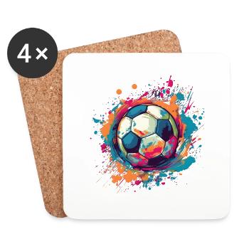 Ballon de football art - Dessous de verre (lot de 4) - blanc - Devant