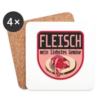 Fleisch mein liebstes Gemüse - Untersetzer (4er-Set) - Weiß - Vorne