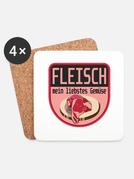 Fleisch mein liebstes Gemüse - Untersetzer (4er-Set) - Weiß